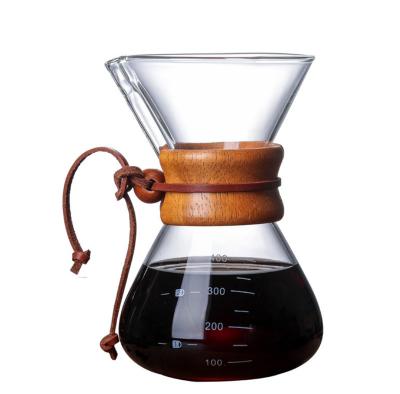 China Ecocoffee 400ml High Borosilicate Glass Sustainable Coffee Server Anti Calding Handle Pour Over Coffee Pot CH2 for sale