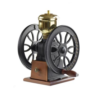 China Household Iron and Wood Manual Coffee Grinder Metal Burr Mill Wooden Body Coffee Bean Hand Coffee Grinder for sale