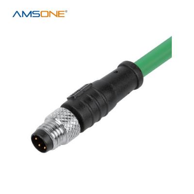 China Amsone Custom Waterproof IP67 Automotive B Coding Electrical Male M8 5 Pin Cable Wire Circular Automotive Connector for sale