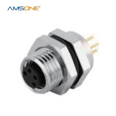 China Amsone IP67 M8 3 Pin 4 Pin Receptacle Panel Mount Custom Automotive Waterproof Female Rear Cable Circular Connector for sale