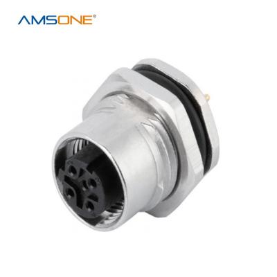 China AMSONE M12 D Code Panel Military Custom Receptacle 4 Pin Female Pin Waterproof Circular Industrial Connector Plug P67 Sensor P67 Connector for sale