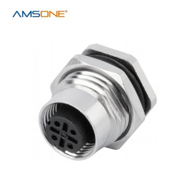 China AMSONE Au M12 Plug P67 Plating D Code Panel Military Custom Brass Female Receptacle 4 Pin Waterproof Circular Industrial Connector for sale