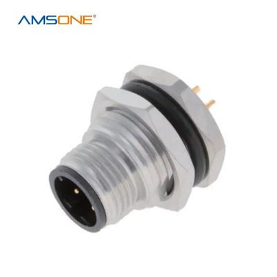 China AMSONE Military Custom Mount Male M12 4 Pin 4A 250V D Code Panel Receptacle IP67 Brass Au Plated Waterproof Circular Connector for sale