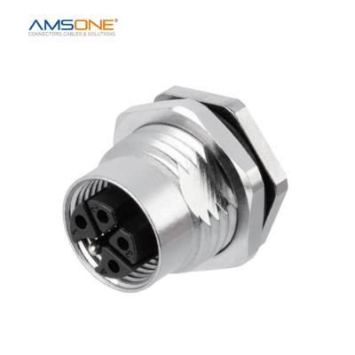 China AMSONE M12 K Military Female Price Code 3 4 5 PIN Brass Adapter Straight Waterproof Circular Connector Au Plating Contacts P67 for sale