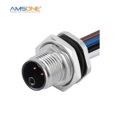 China AMSONE 4 5Pin K Data Power Signal Military Custom Male M12 3 Coding Outdoor Waterproof Industrial Panel Receptacle Circular Connector for sale