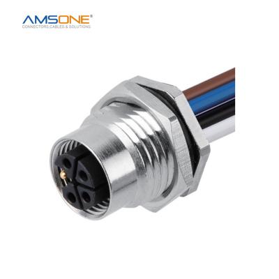 China AMSONE Military Custom Auto M12 3 4 5 PIN L Code Pre-Cast IP67 Waterproof Industrial Circular Round Socket Terminals Connector for sale