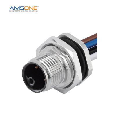 China AMSONE Military Custom Male M12 L Code 3 4 5 PIN 16A Crest 1500v Madical Device IP67 Waterproof Welding CUP PLUG Circular Connector for sale