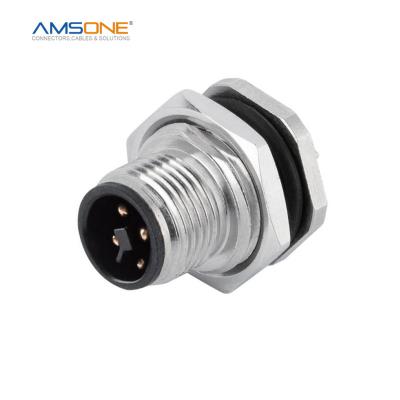 China AMSONE Male M12 T Code 3 4 PIN Panel Receptacle Automotive Madical Military Custom Device IP67 Waterproof Circular Sensor PLUG Connector for sale