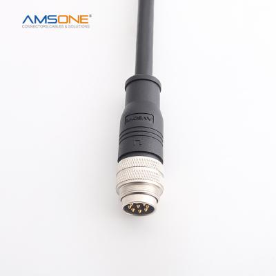 China AMSONE Military Custom Industrial Male M16 5 PIN 7 8 Pre-molded Straight Waterproof Circular Cable Sensor P67 Vibration Resistant Connector for sale