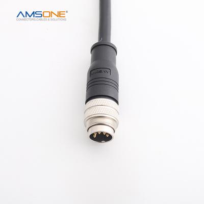 China AMSONE Military Custom Industrial Male M16 3 PIN 4 5 6 Pre-molded Waterproof Circular Straight Cable Sensor P67 Connector for sale