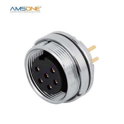 China AMSONE M16 A Code 6 Pin Connector Plastic Industrial RJ45 Connector Military Metal Cat5e Cat6 A Code 7 Waterproof IP67 M12 A for sale