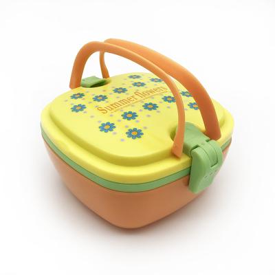 China 2 Layer Cartoon Design Lunch Box Food Fruit Storage Container Cute Microwavable Plastic Bento Box for sale