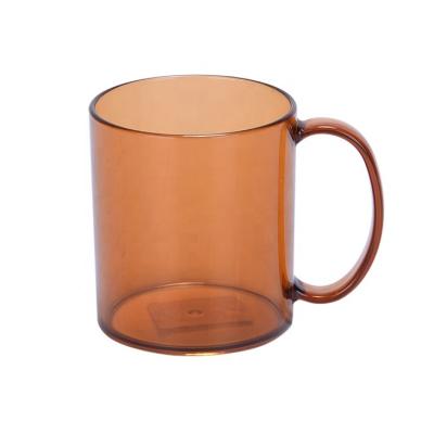 China Sustainable Color 320ml Plastic Clear Brown Plastic Coffee Cup for sale