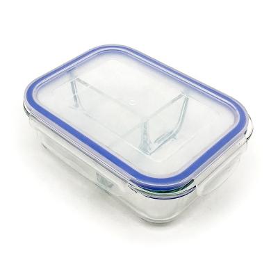 China Microwavable Glass Meal Prep Containers 3 Compartment With Lids Glass Lunch Containers Food Prep Bowl 3 Compartment for sale