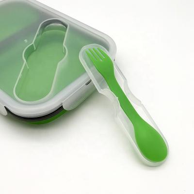 China Foldable Microwavable Child Storage Rectangle Boxes Insulated Green Bowl 2 Compartments for sale