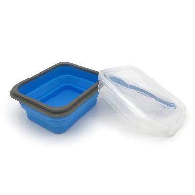 China 600ml Collapsible Silicone Eco - Friendly Cool Keeping Collapsible Lunch Box With Utensils For Picnic for sale