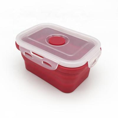 China Small MOQ Folding Function Microwavable Camping Food Container 350ML Silicone Collapsible Lunch Box for sale