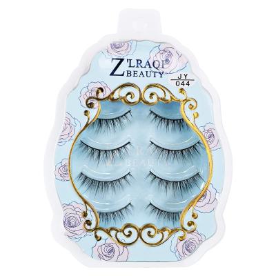 China Wholesale Custom Natural 4 Pairs 3D Eyelashes Natural Artificial Mink False Mink Eyelashes for sale