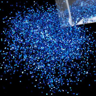 China Hot Sale Holiday Decoration Loose Voluminous Glitter Powder Blue Laser Glitter Powder For Holiday Party Decoration for sale