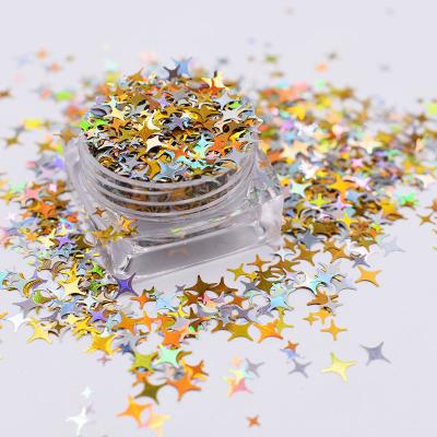 China Wholesale Hot Selling Four-pointed Laser Glitter Powder Holiday and Christmas Decoration Star Chameleon Glitter Powder for sale