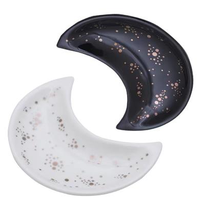 China Classic Cheap Hot Sale Amazon Price White Moon Box Ceramic Art Ornament Tray Box For Jewelry for sale