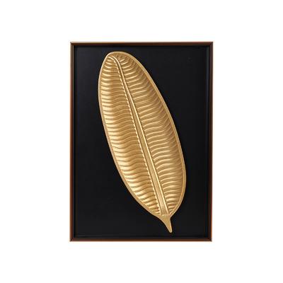 China Custom Minimalist Gold Foil Wall Decoration Black Box Paintings Wood Art Crafts For Hotel Bedroom Living Room for sale