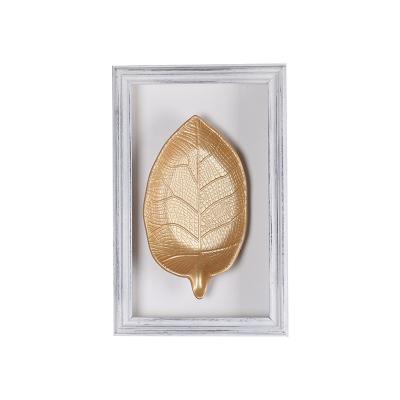 China Minimalist MDF rectangle hotel leaf texture wood wall decoration leaves gold color wood art wood wall decoration for living room for sale