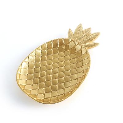 China Hot sale fruit tray pineapple storage tray gold tray decoration home wood stocked living room for sale for sale