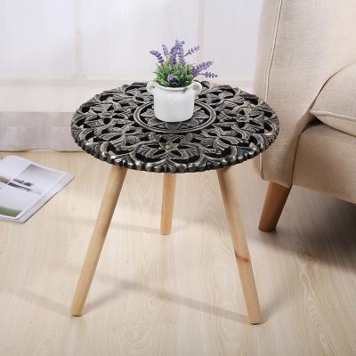 China Vintage Extendable Wholesale Wood Patterns Black Cavity Coffee Table Round Coffee Table New Design For Living Room for sale