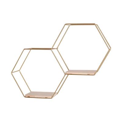 China Wholesale New Classic/Postmodern Hexagon Storage Handwork Rack Football Shape Shelf Shelving Wall Decoration For Home for sale