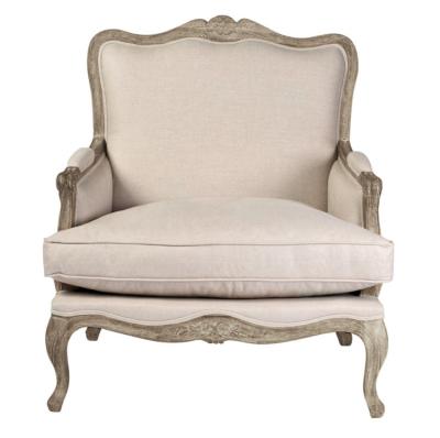 China Hotel Detachable Bestselling Living Room Cover Luxury Oak Solid Wood Antique Single Seat Carved Canvas Back Armchair Upholstered for sale