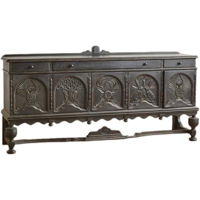 China Manual Carving Solid Wood French Decorative Cabinet Retro Hand-carved Animal Sideboard Cabinet Porch Cabinet for sale