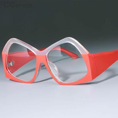 China For Reading Glasses Retro Orange Red Irregular Glasses Frames Women Fashion Computer Optical Glasses 47215 for sale