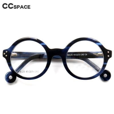 China ACETATE 49575 Round Blue Acetate Glasses Anti Frame High End Women And Men Fashion Computer Optical Glasses for sale