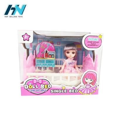 China DIY TOY Kids Pretend To Play Lovely Doll Bed Plastic Toys Play Fashion Doll Set Toys for sale