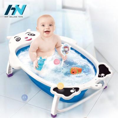 China Baby Washing Usefully Kids Water Safe Toy Collapsible Bathroom Bath Tub Set With 6 Bath Toy Baby Tub for sale