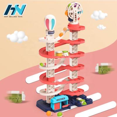 China Baby Kids Play Toys 45pcs Assemble Toys Roller Coaster Amusement Park Slide Rail Toy Car Roll Ball Deluxe Toys for sale