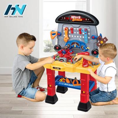 China For kids tool diy toys playing kids to pretend to play table auto safety repair toys tool plastic toy tool kit with music light for sale