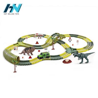 China Slot Toy Kids Dinosaur Tracks Car Toy DIY 264 Pcs Pack Toy Miniature Racing Car Racing Track for sale