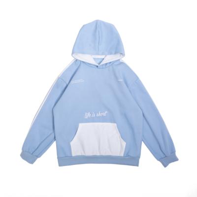 China Premium Quality Breathable Blue Oversized Korean Style White Men's Hoodies Custom Made Hoodie for sale