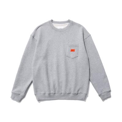 China Breathable Chest Left Pocket Mens Crewneck Gray Oversized Sweatshirts for sale