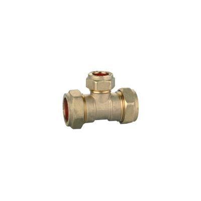 China Water Piping Pex Fittings Male HVAC Brass Connector Tee, Popular Selling SAE Standard Brass Equal Tee Quick Connector for sale