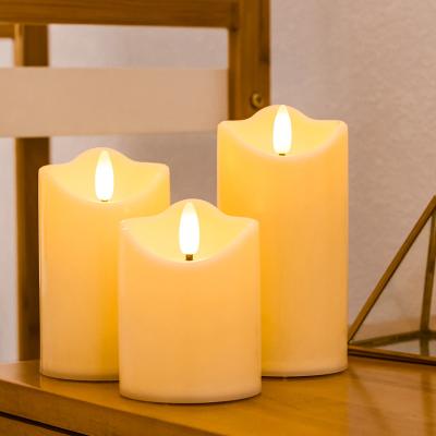 China Dancing Flame Radio Timer 3D Remote Flame Battery Operated Pillar Led Flameless Candle For Home And Festival Decoration for sale