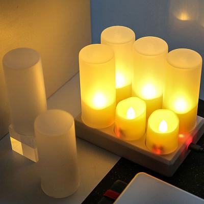 China Flameless Flameless Candles With Led Rechargeable Base Candle Flickering Tea Lights With Timer for sale