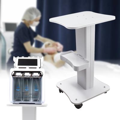 China 2023 Single Bestsellers Salon Troley Cart White Stand For Cavitation Beauty Machine Assembled Trolley Spa Tool Cart for sale