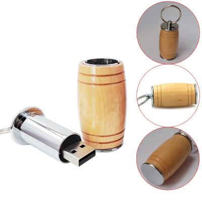 China Laptop & Computer Wooden Wine Barrel USB Drive Instant Winery Advertising USB Flash Memory 16g Pen Drive Can Engrave LOGO Company Gift for sale