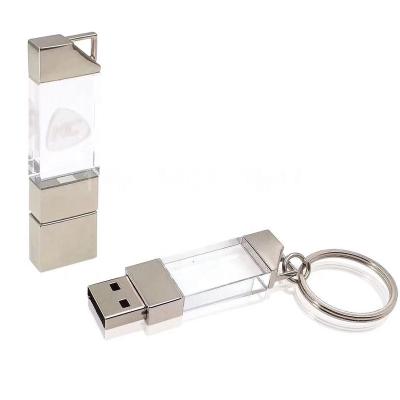 China Laptop & Computer Key Chain USB3.0 USB Memory Stick Crystal Pen Drive Crystal USB Flash Drive 3D LED Light Logo for sale