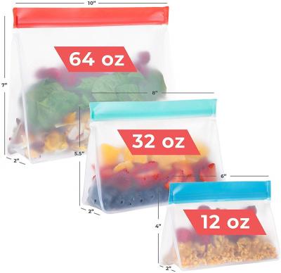 China Double Zipper Size Recyclable Biodegradable Recyclable PEVA Customized Reusable Gallon Food Storage Bag for sale