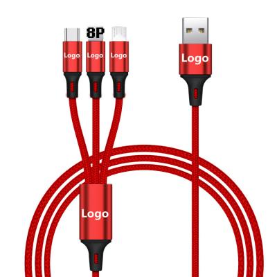 China Fast Charging Speed ​​Customize Logo 3 In 1 Multi Type C USB Cable Fast Charging Micro USB C Cable 3A Fast Charging Micro Cable for sale