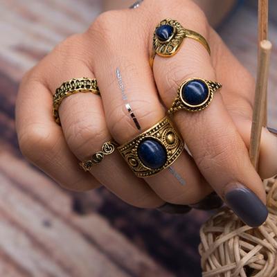 China Vintage Rings For Girls Gold Ring Set Fashion Jewelry Style Ring Couples Con Anillo Bohemian Accessories For Women for sale